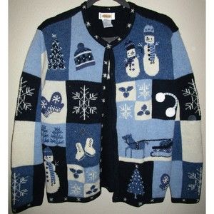 100% wool Talbots winter Cardigan in blues,